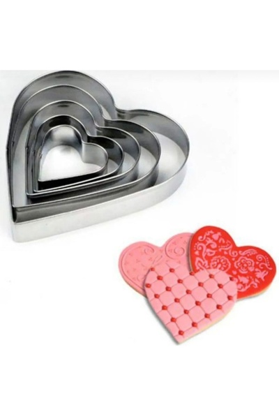 btm home 5-Piece Heart-Shaped Stainless Steel Cookie Dough Cupcake Shaper