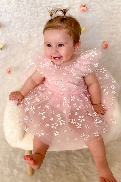 Baby Animals Baby Girl Dress Girl's Dress Birthday Party Wedding Dress Ruched Short Sleeve Lined Dress