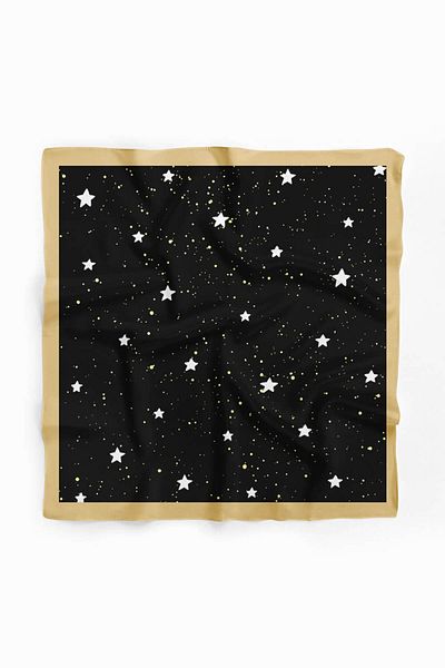 Modabutik Women's Star Patterned Bandana 50x50 Black Dg0341-22 Snz