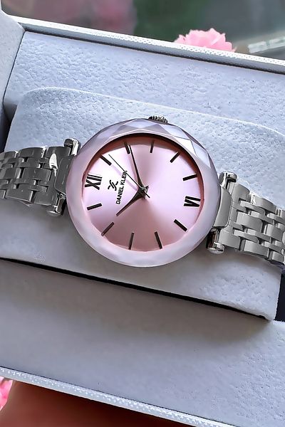 Daniel Klein Rose Silver Women Wrist Watch 3 Atm Waterproof Steel Cord Wristband Dkby2007C1