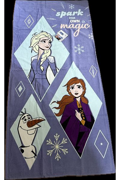 Taç Prosop de plajă Disney Frozen 2 Magic cu licență Albastru 75x150 cm 100% bumbac