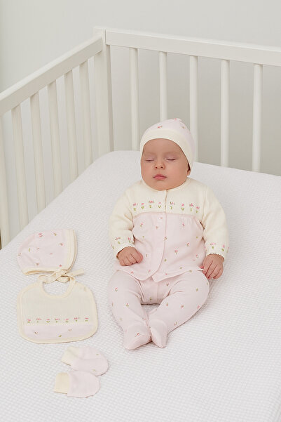 Cherub Baby %100 Pamuk Minik Lale Nakışlı Gaye Bebek 5 Parça Hastane Çıkışı Z...