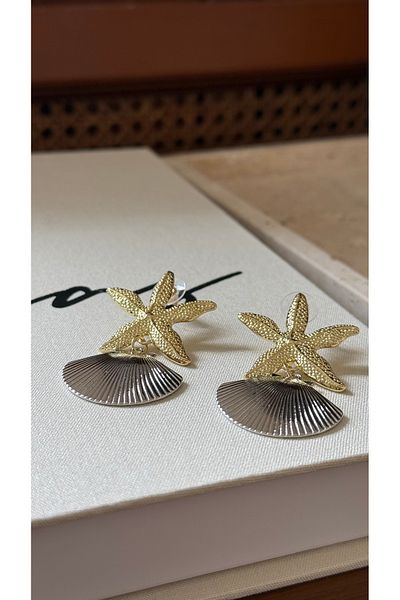 Muse Sister Alice Starfish & Seashell Mussel Double Color Earrings
