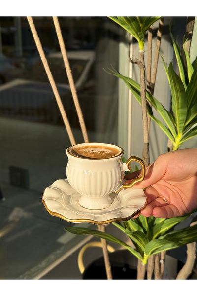 Onedekor Set of 6 Kruvas Coffee Cups White Gold