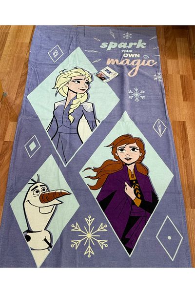 Taç Prosop de plajă Disney Frozen 2 Magic cu licență Albastru 75x150 cm 100% bumbac