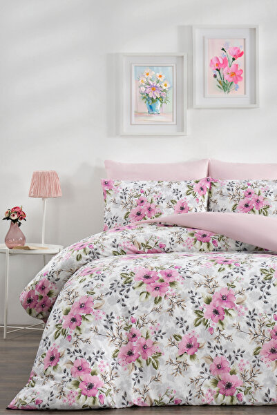 Sheri Home Lastikli Çarşaflı Nevresim Takımı Çift Kişilik Garden BEYAZ