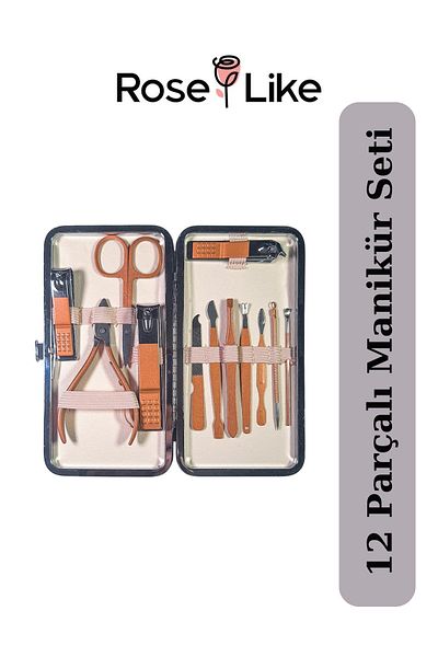 RoseLike Stainless Steel Manicure & Pedicure Set with Bag 12 Pieces