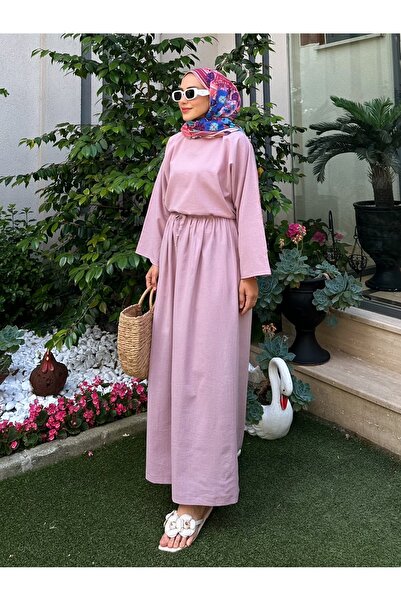 Moda Lippa مجموعة تنورة أرجوانية من قماش شيلي العضوي