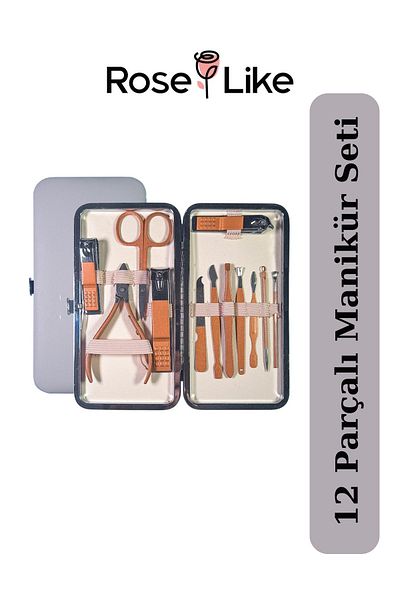 RoseLike Stainless Steel Manicure & Pedicure Set with Bag 12 Pieces