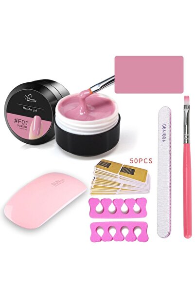 ESensio Franceska 6 in 1 nail kit for beginners, UV gel, 15 g, pink, file, separator, 50 tips, UV lamp