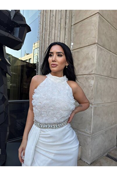 Monchoix Γυναικείο φόρεμα αποφοίτησης/χένας/προσκλητήριο με ανάγλυφο λουλουδάτο μοτίβο υψηλής ποιότητας