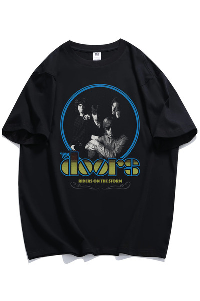 Fuddy Moda Тениска с щампа на The Doors, Унисекс тениска с рок метъл музикалн...