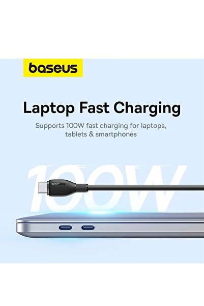Baseus كابل شاحن USB C إلى USB C بقوة 100 وات [1.2 متر 5 أمبير]، كابل شحن سريع من النوع C متوافق مع iPhone 15