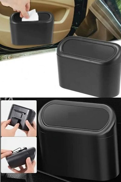 optana Car Trash Can Portable In-Car Portable Lid Organizer Auto Trash Can Office Trash Can