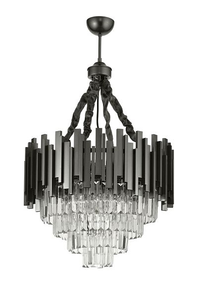 Avizemoda Sima 50 Cm Luxury Crystal Glass Stone Chandelier - (Black Color)