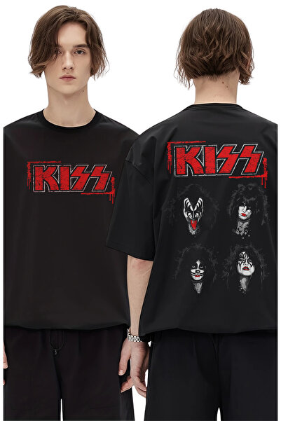 Fuddy Moda Μπλουζάκι με στάμπα Kiss Group Back, Unisex T-shirt με θέμα Rock M...