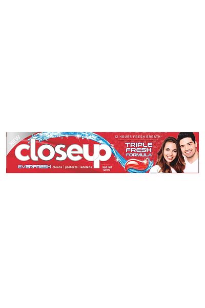 Closeup معجون أسنان تريبل إيفر فريش فورميولا جل ريد هوت 120 مل، عناية بالفم والنفس المنعش لفترة طويلة