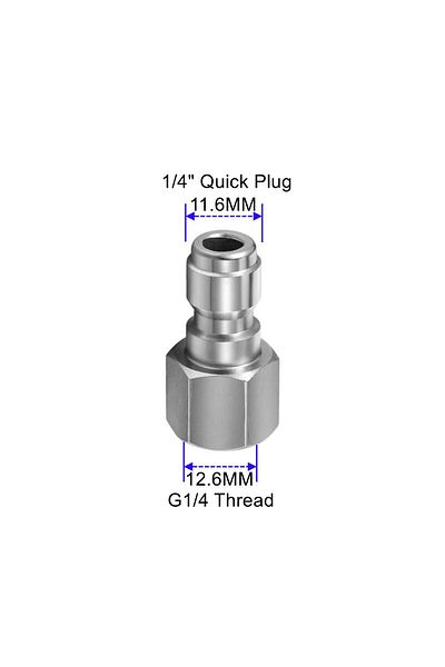 Choice Light Grey High Pressure Washer Nozzle 1/4" Quick Plug Connector Coupler With G1/4 Male Female Threa