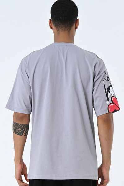 AMAZING CRASH Μπλουζάκι Unisex με στάμπα με γκρι λαιμόκοψη