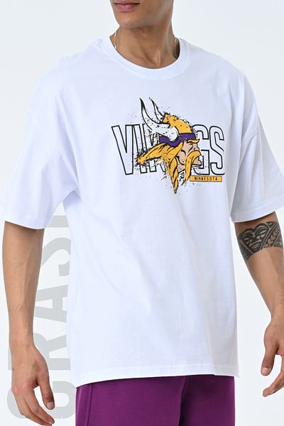 AMAZING CRASH White Crew Neck Printed Oversize Unisex T-shirt