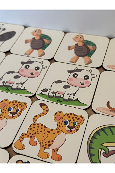 Karter İnovasyon بطاقة الذكاء الخشبية المطابقة للحيوانات، لعبة تعليمية، لعبة تعليم مونتيسوري، ألعاب الذكاء الحركي