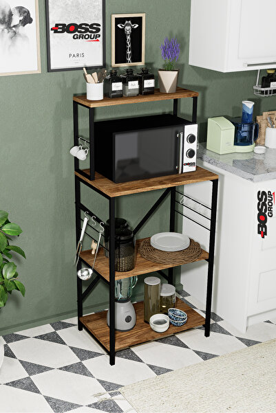 Boss Group Mutfak Bangosu Çok Amaçlı Raf Dolap Düzenleyici Kahve Köşesi Fincanlık Baharat ve Kavanoz Organizer