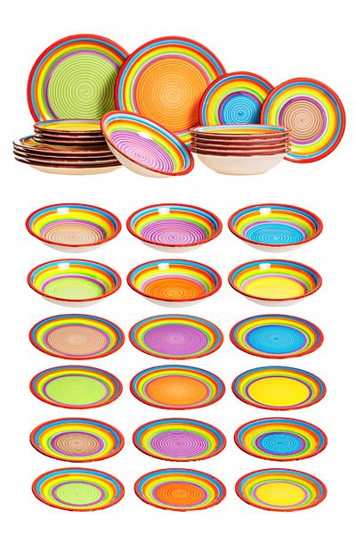 Tavola Dinner Set Dining Plate Set 18 Pcs Ceramics Ibiza