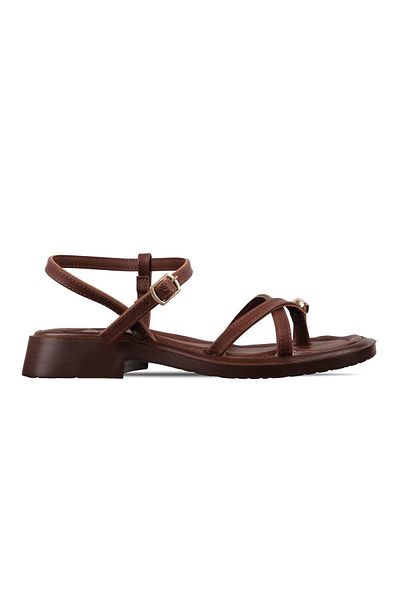 Lal Shoes & Bags Sandale Relina pentru damă cu curele încrucișate - maro