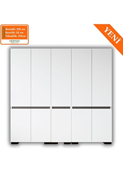 VM VERTEX MOBİLYA Floransa 10 Kapılı Flr10-A2FR Beyaz- Antrasit Gardırop -Çok Amaçlı Dolap -Yüklük