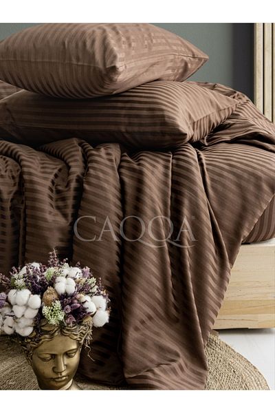 CAQQA Premium Brown Double Satin Duvet Cover Set