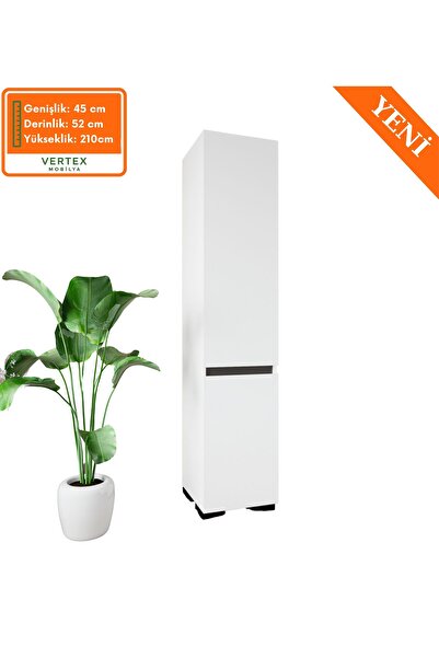 VM VERTEX MOBİLYA Floransa Tek Kapılı 4 Raflı Beyaz-Antrasit Çok Amaçlı Dolap