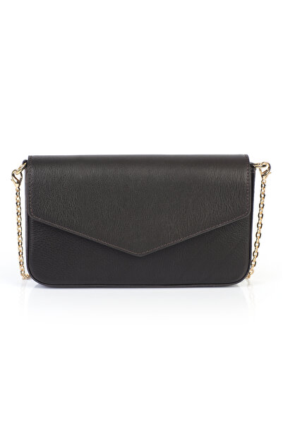 Ysmn Τσάντα ώμου με αλυσίδα από γνήσιο δέρμα καφέ YC012056DRL