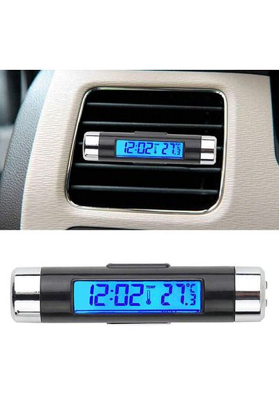 Bogadini 2 In 1 Car Thermometer And Clock – 15x8 Cm, Compact Design, Plastic