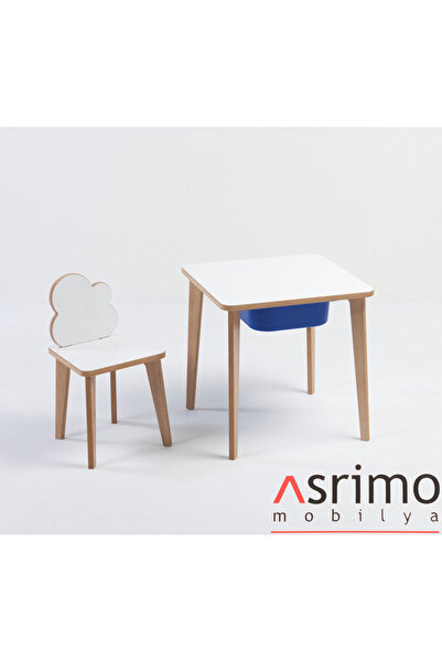 Asrimo mobilya Depolama Hazneli Çocuk Aktivite Masa Sandalye Takımı - Bulut F...