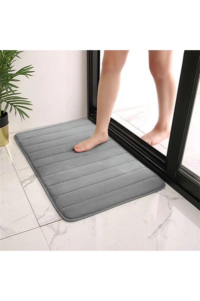 Bogadini Non-Slip Bath Mat 40x60 Cm – Memory Foam, Washable, Striped Pattern