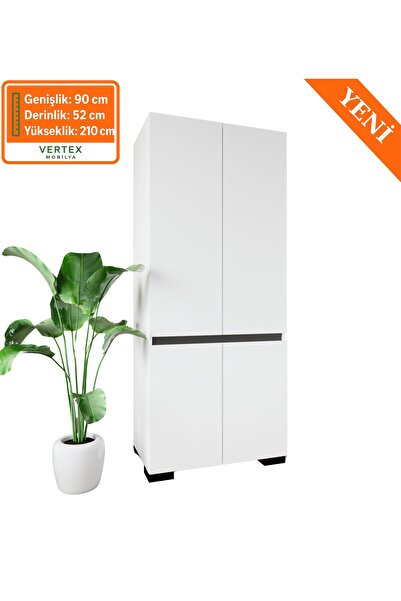 VM VERTEX MOBİLYA Floransa 4 Kapılı Flr-ıa2 Beyaz- Antrasit Gardırop-çok Amaç...