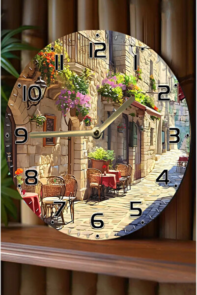 kutuTR 🕰️ Tarihi Sokak Temalı MDF Duvar Saati – 3D Görünümlü 2D HD Baskı SDW337