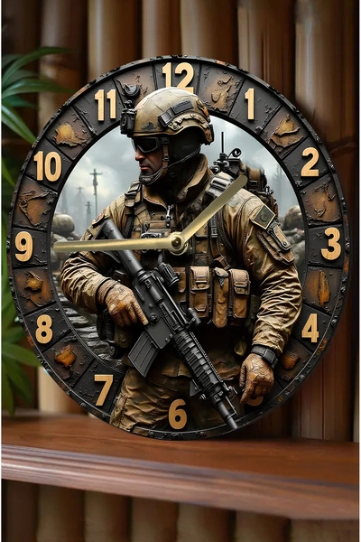 kutuTR Sessiz Yuvarlak Ahşap Duvar Saati, Kuvars Hareketli 3d Görünümlü 2d Saat Sdw064