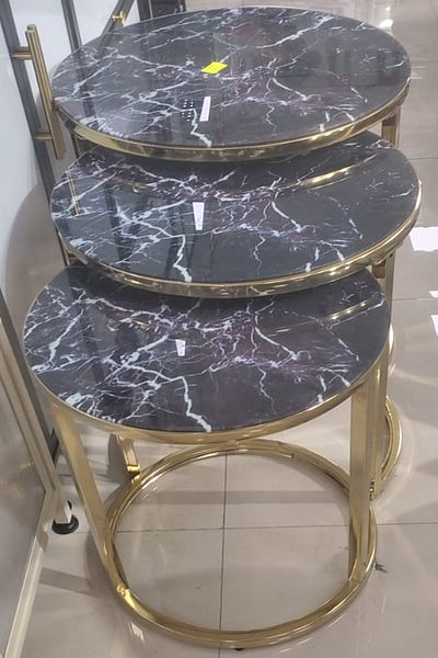 Generic Glass Nesting Round Coffee Table Set of 3 Modern Stacking End Side Tables Living Room Kitchen Office