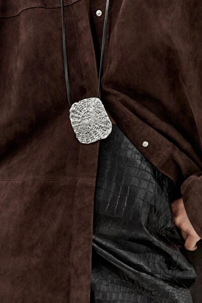 Massimo Dutti Dokulu madalyon kolye