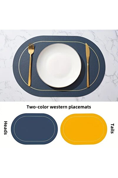 Choice7 1PCS 45x30CM Blue Table Leather Placemats Set of 1/4/6pcs,Washable for Dining,Heat-Resistant Non-Sli