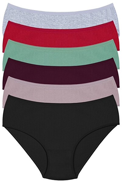 Humaone Chiloți din velur cu talie înaltă, 100% bumbac, 6 piese, pentru femei, gri, visiniu, verde, prune, nurcă, negru