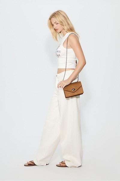 Stradivarius Textured crossbody bag with fastening