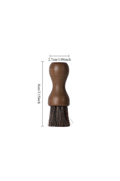 Choice Walnut Color Horse Hair Oiling Brush, Beech Small Shoe Brush, Soft Fur Leather Shoe Care Brush, Dust