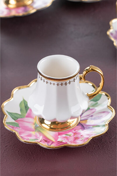 ACAR Hxf-22-0208 Sofiya 6 Kişilik Kahve Fincanı Takımı Karışık