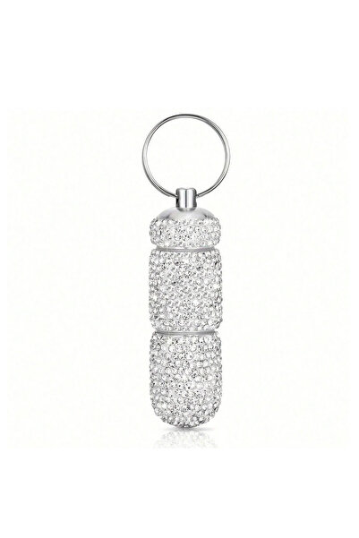 choice2 Silver Bling Keychain Pill Box 2 Compartments Small Travel Pill Case ...