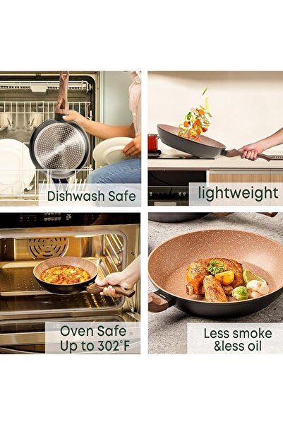 Chefline Granite Coated Aluminum Fry Pan, 24 Cm, F24g – Durable Non-stick Granite Frying Pan