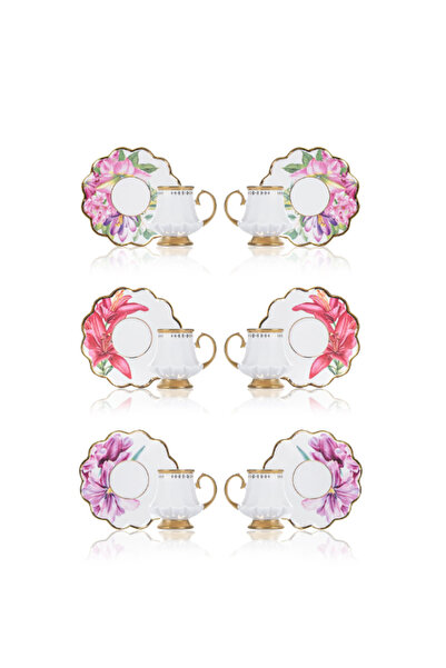 ACAR Hxf-22-0208 Sofiya 6 Kişilik Kahve Fincanı Takımı Karışık