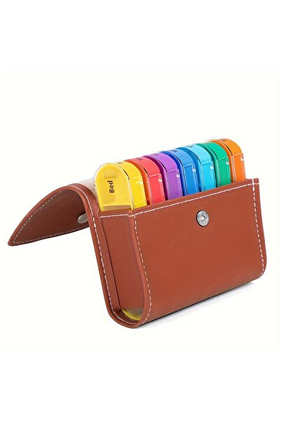 Choice Brown Weekly Pill Organizer Box Case Travel Medication Reminder Daily ...