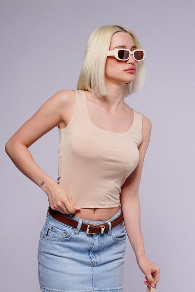 Madmext Beige Thick Strap Women's Blouse MG1998